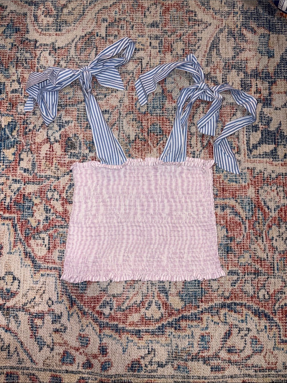 Koch Cece Tie Shoulder Top in Lavender Stripe SZ M EUC